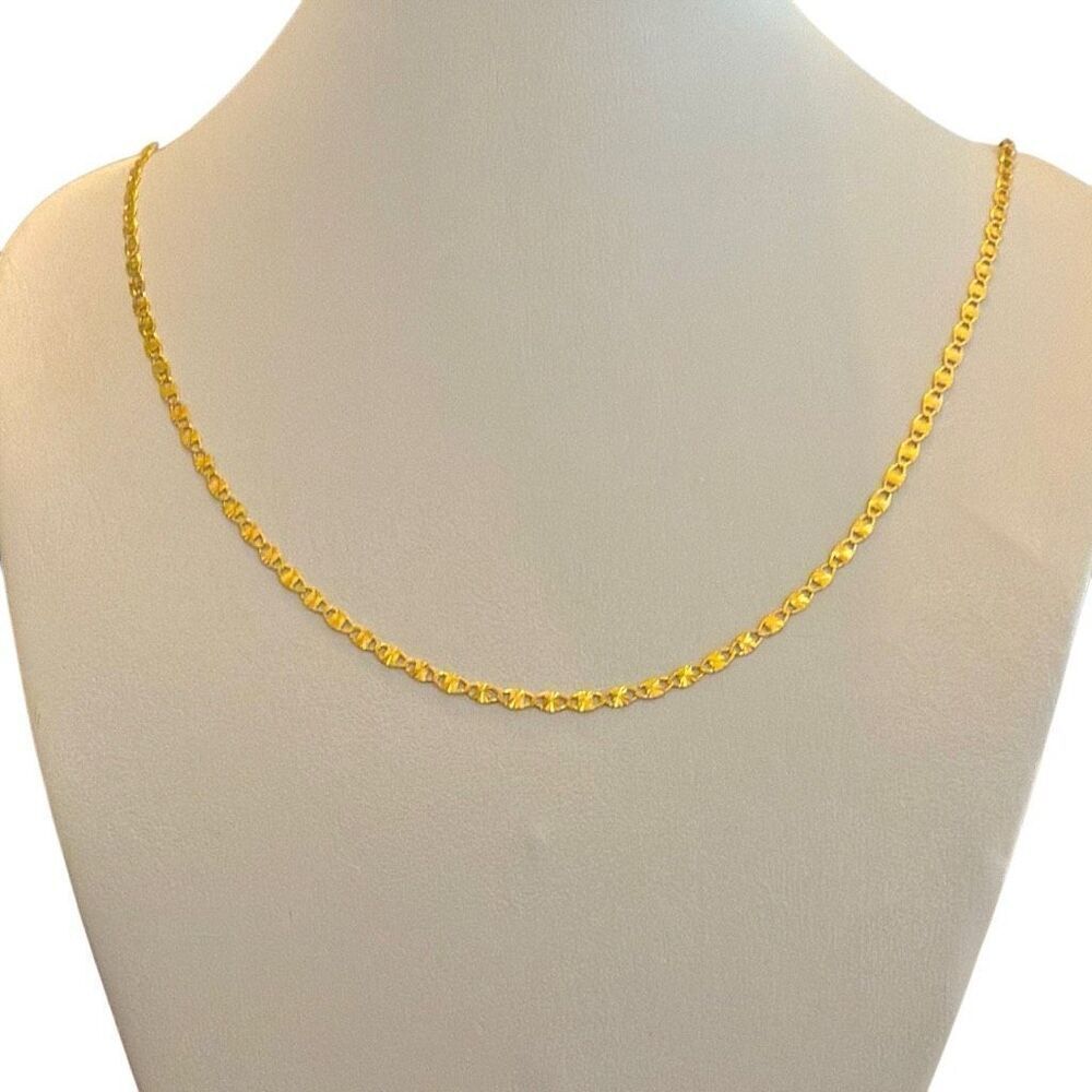 Dainty 2.2mm Starburst Valentino Link Chain Unisex 14k Gold Vermeil 18” Necklace